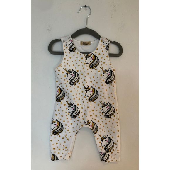 Catpapa Other - Baby- White & Gold Glitter Unicorn Onesie- 6/9M